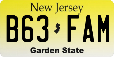 NJ license plate B63FAM