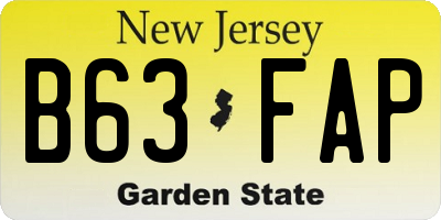 NJ license plate B63FAP