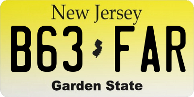 NJ license plate B63FAR