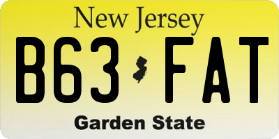 NJ license plate B63FAT