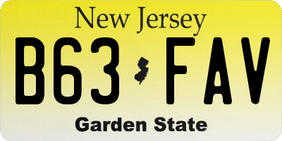 NJ license plate B63FAV