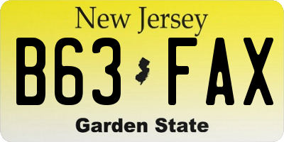 NJ license plate B63FAX