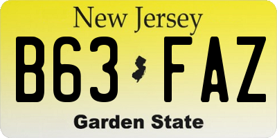 NJ license plate B63FAZ