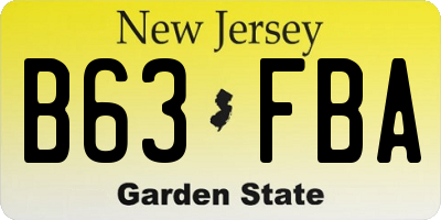 NJ license plate B63FBA