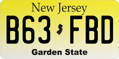 NJ license plate B63FBD