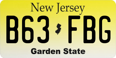 NJ license plate B63FBG