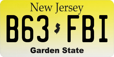 NJ license plate B63FBI