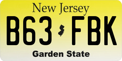 NJ license plate B63FBK