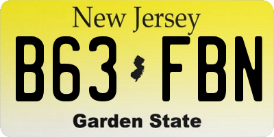 NJ license plate B63FBN
