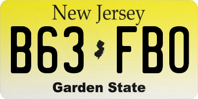 NJ license plate B63FBO