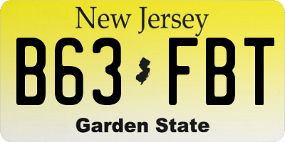 NJ license plate B63FBT