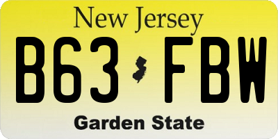 NJ license plate B63FBW