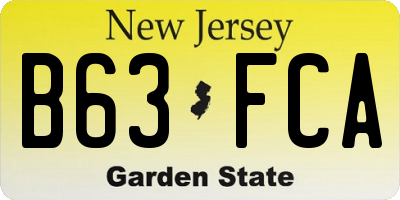 NJ license plate B63FCA