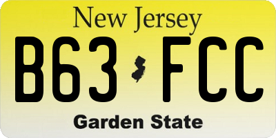 NJ license plate B63FCC