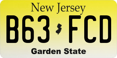 NJ license plate B63FCD