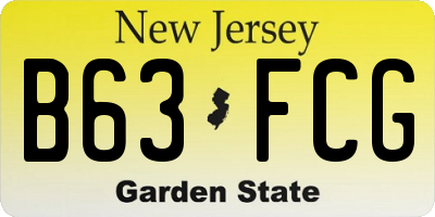 NJ license plate B63FCG