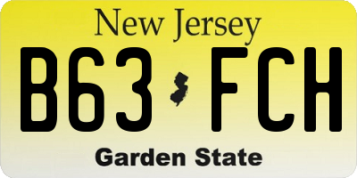 NJ license plate B63FCH