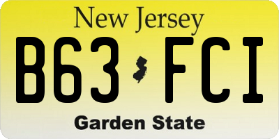 NJ license plate B63FCI