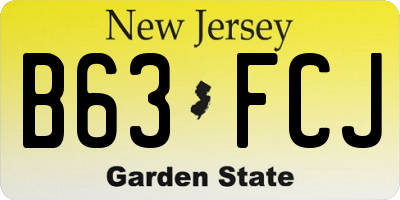 NJ license plate B63FCJ