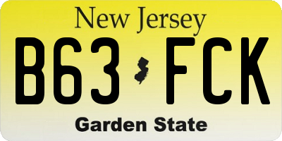 NJ license plate B63FCK
