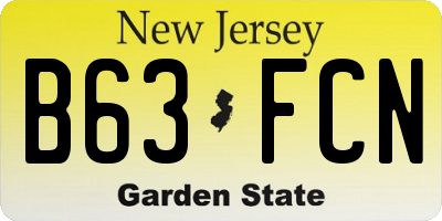 NJ license plate B63FCN
