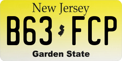 NJ license plate B63FCP