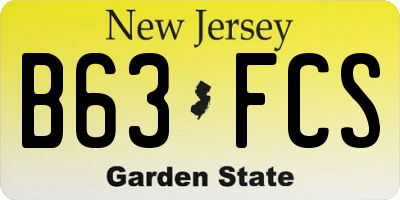 NJ license plate B63FCS