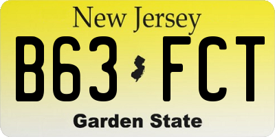 NJ license plate B63FCT