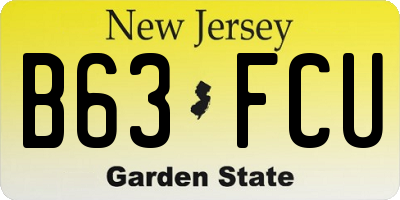 NJ license plate B63FCU