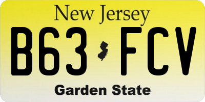 NJ license plate B63FCV