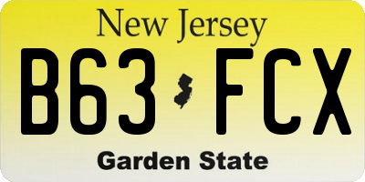 NJ license plate B63FCX