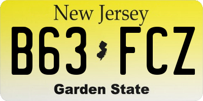 NJ license plate B63FCZ