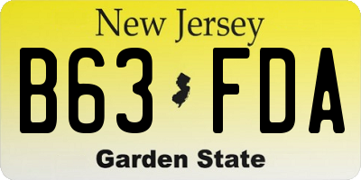 NJ license plate B63FDA