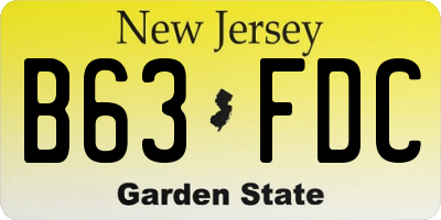 NJ license plate B63FDC