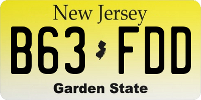 NJ license plate B63FDD