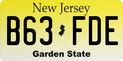 NJ license plate B63FDE