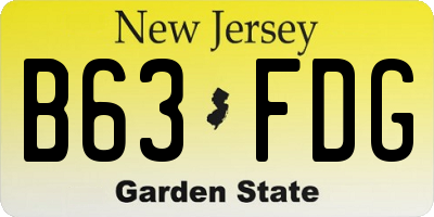 NJ license plate B63FDG