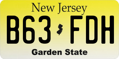 NJ license plate B63FDH