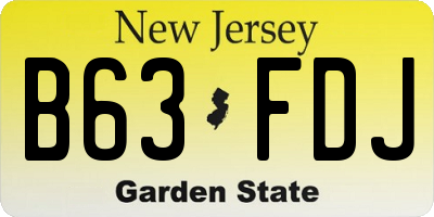 NJ license plate B63FDJ