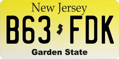 NJ license plate B63FDK