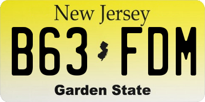 NJ license plate B63FDM