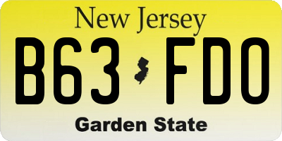 NJ license plate B63FDO