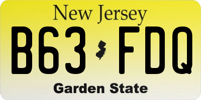 NJ license plate B63FDQ