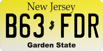 NJ license plate B63FDR