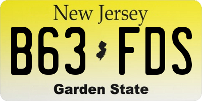 NJ license plate B63FDS