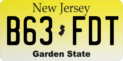 NJ license plate B63FDT
