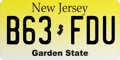 NJ license plate B63FDU