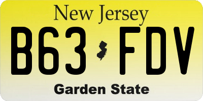 NJ license plate B63FDV