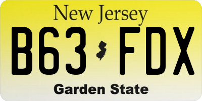 NJ license plate B63FDX