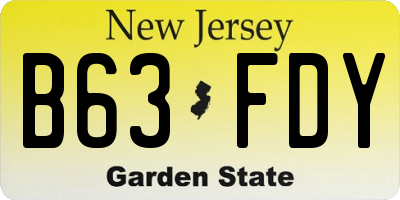 NJ license plate B63FDY